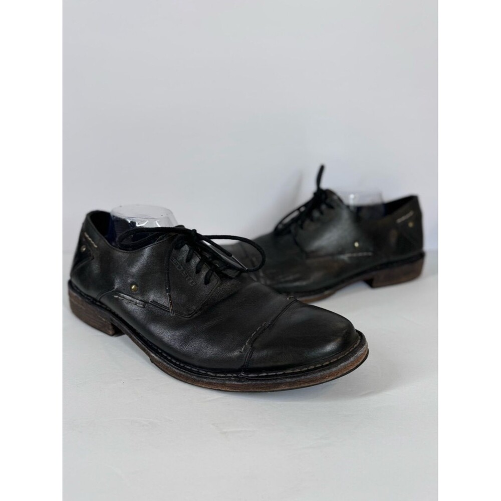 Bed Stu Men's Novello Cap Toe Lace Up Oxford Dress Shoe Black Leather Size 12